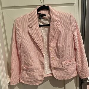 Madison Studio Pink and White Striped Blazer